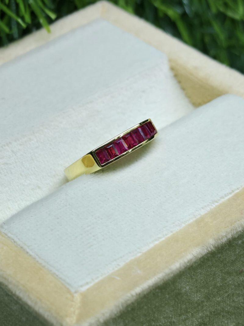 14k Yellow Gold Channel Set Natural Ruby Half Eternity Ring – JewelCraft.MV