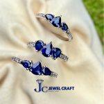 18K White Gold Drop Shape Ring with Diamonds