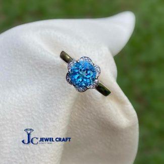 Swiss Blue Topaz Designer Silver Ring