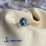 Swiss Blue Topaz Cluster Silver Ring