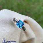 Swiss Blue Topaz Designer Silver Ring