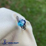 Swiss Blue Topaz Designer Silver Ring