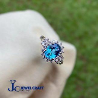 Swiss Blue Topaz Cluster Silver Ring